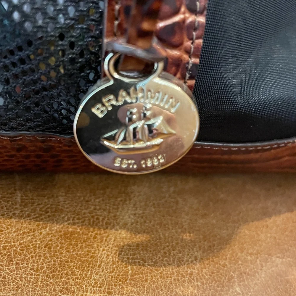 Elegant Black and Brown BRAHMIN Dog Carrier